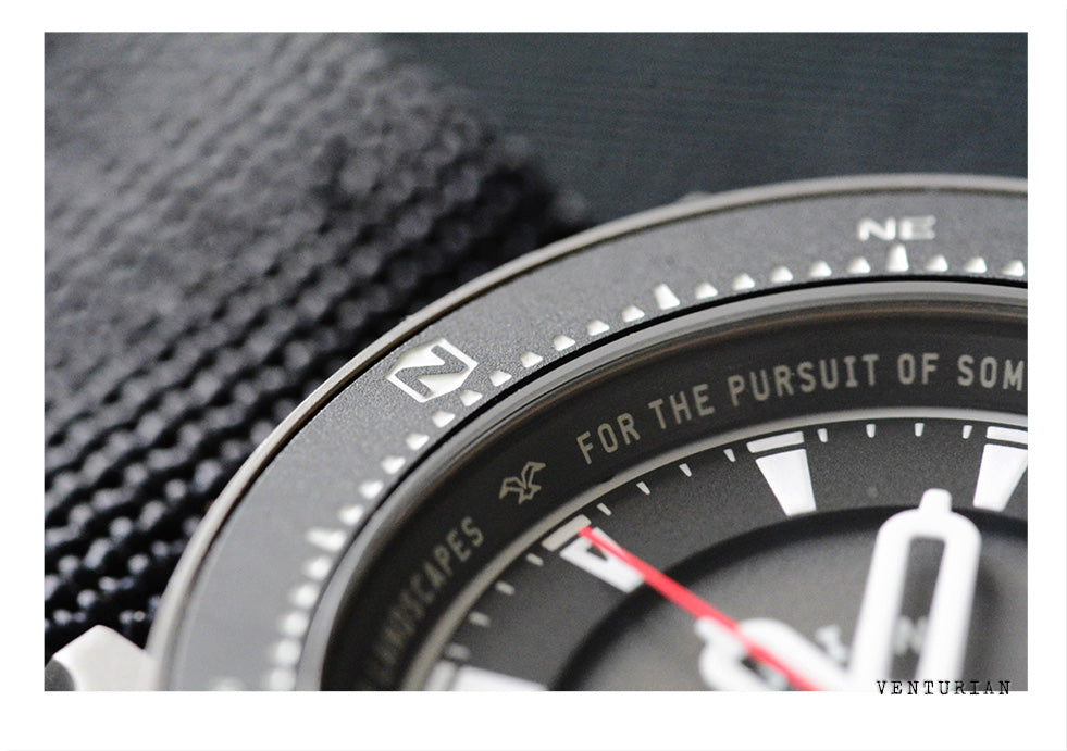 north setting on venturian's wildsider compass watch tool bezel