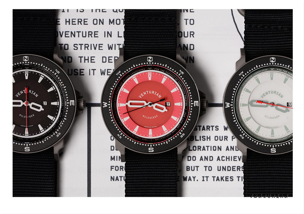 Venturian Wildsider Watches in black, red and white dials