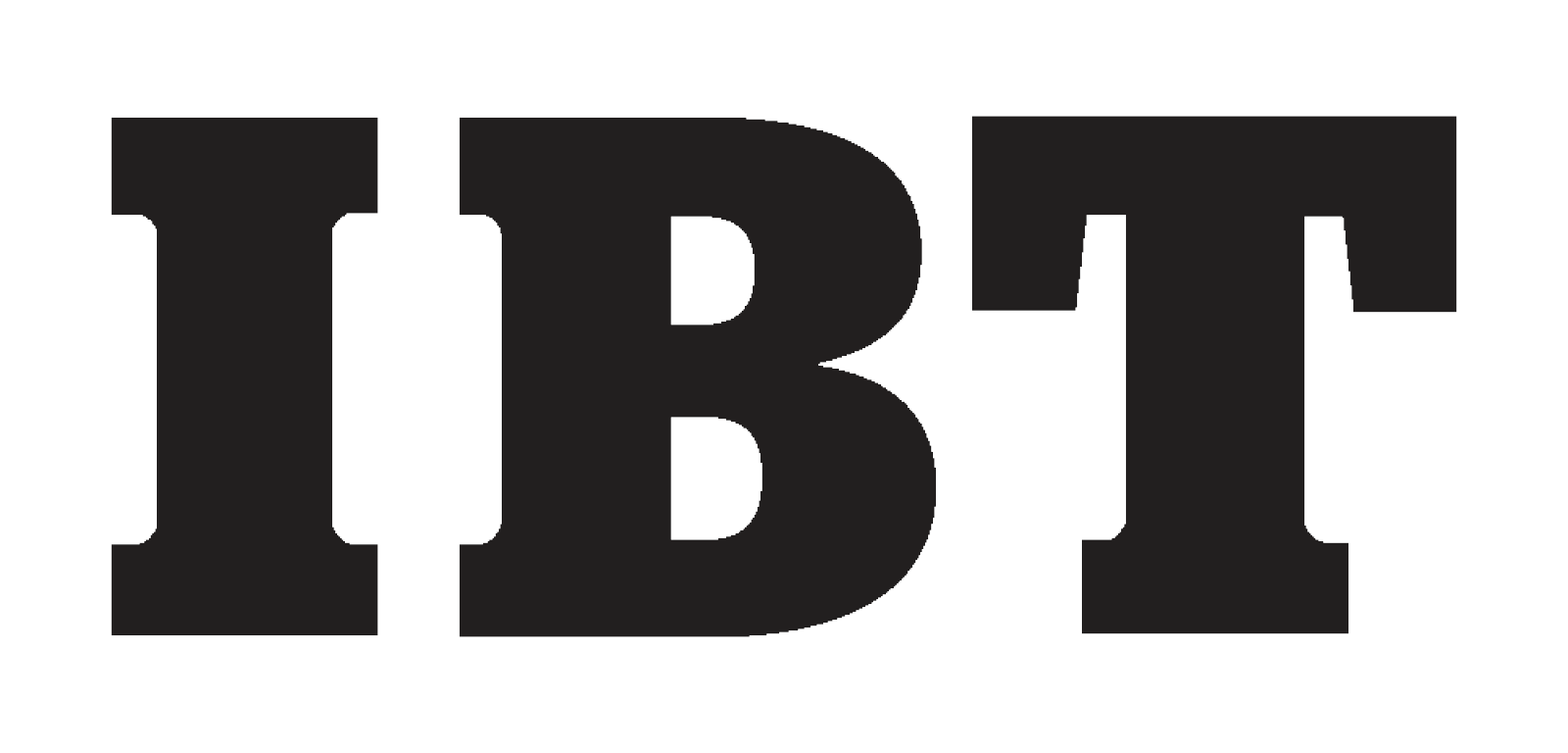 Black 'IBT' letters on a white background