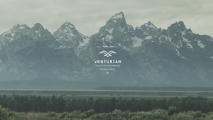 VENTURIAN WATCH WORKS FIELD WATCH OFFICIAL LOGO TRADEMARKED AND SEEN OVER AN IMAGE OF THE GRAND TETONS