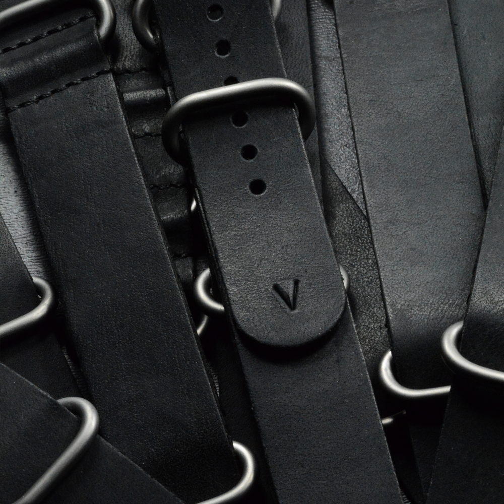 Bracelet de montre en cuir Horween noir — 20 mm