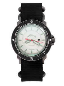 The Venturian Wildsider 38MM Solar Titanium compass tool watch in White