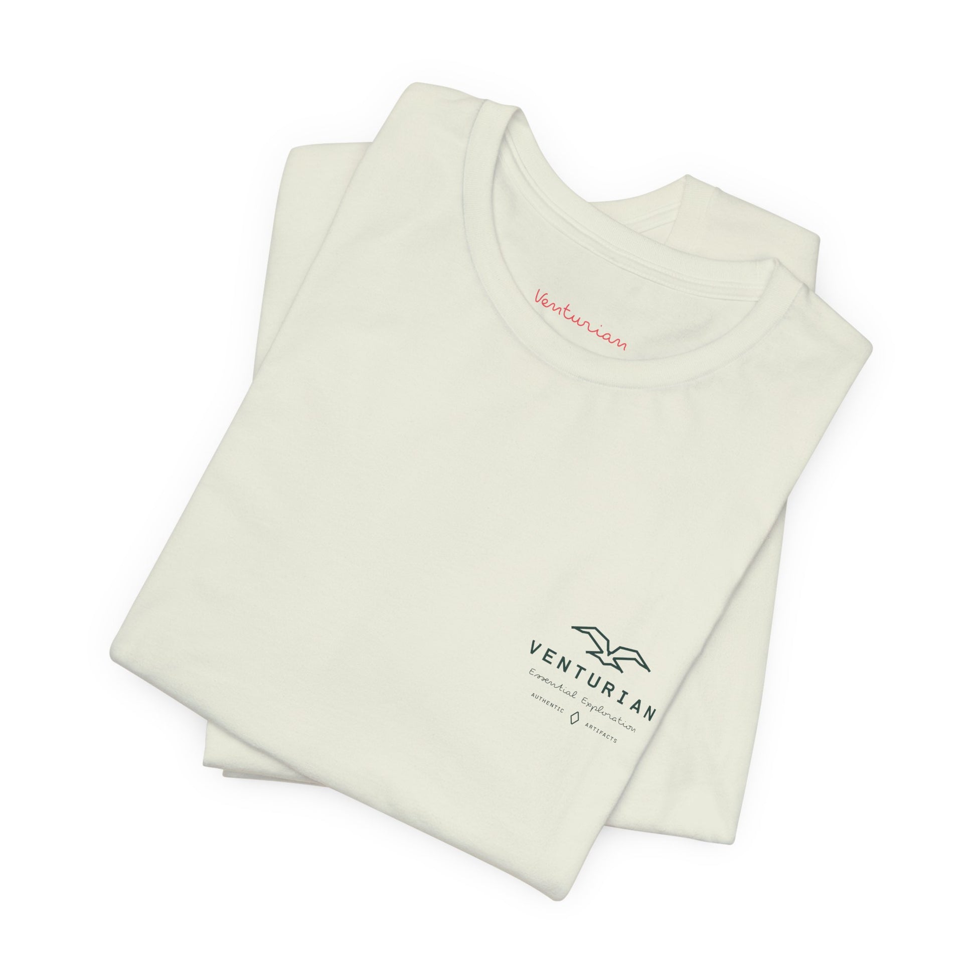 Folded citron t-shirts with Venturian branding on a white background