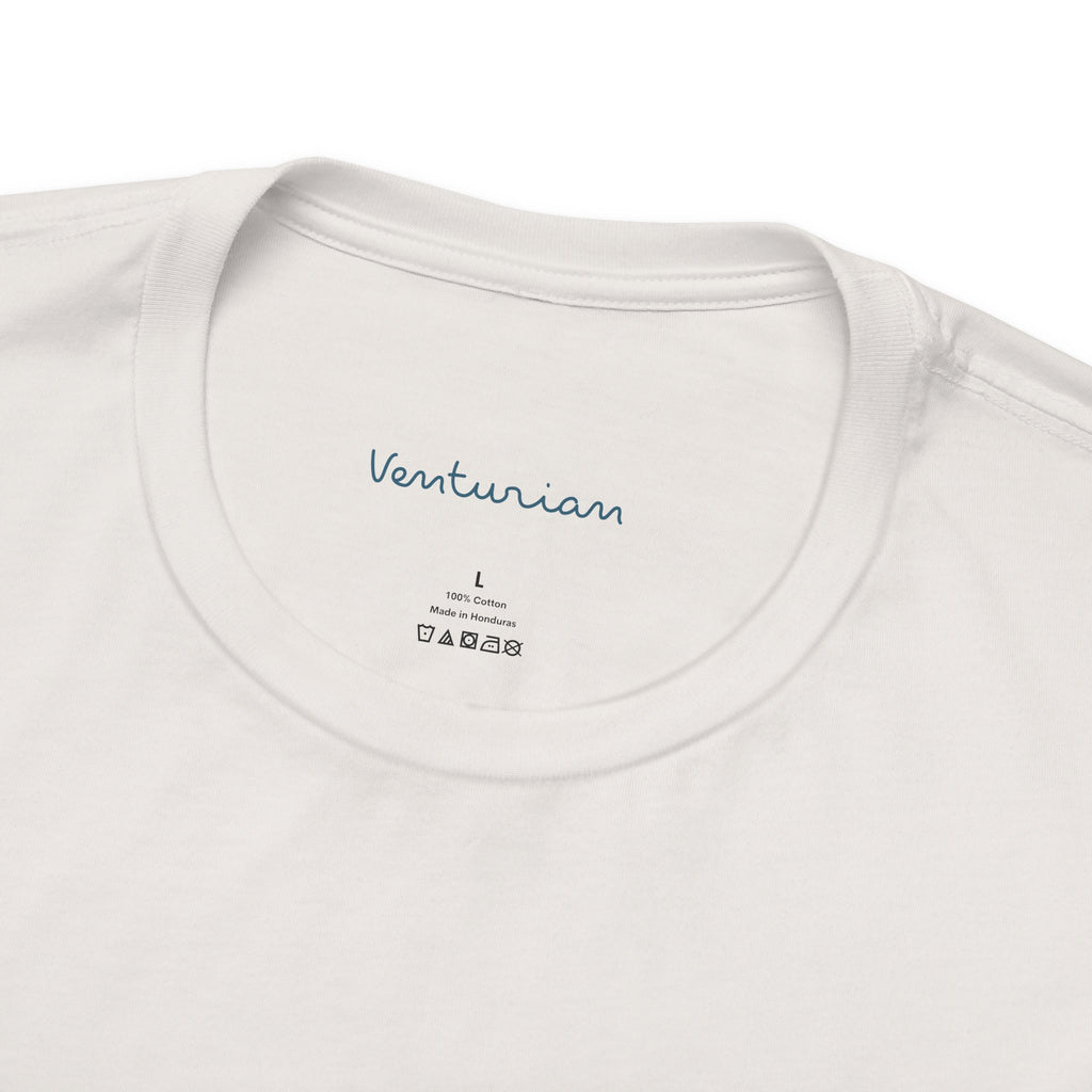 White t-shirt with 'Venturian' branding on a white background