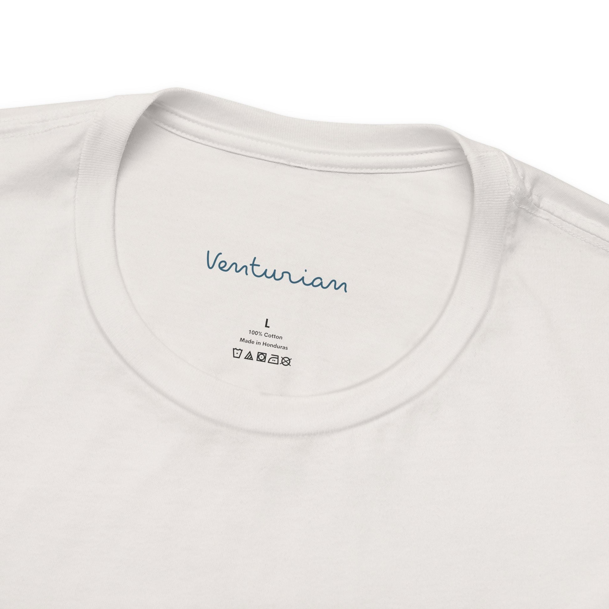 White t-shirt with 'Venturian' branding on a white background