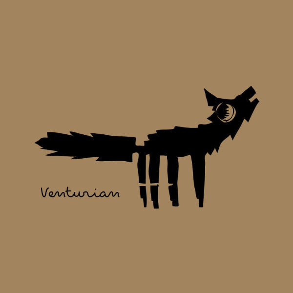 Black silhouette of a creature with 'Venturian' branding on a brown background