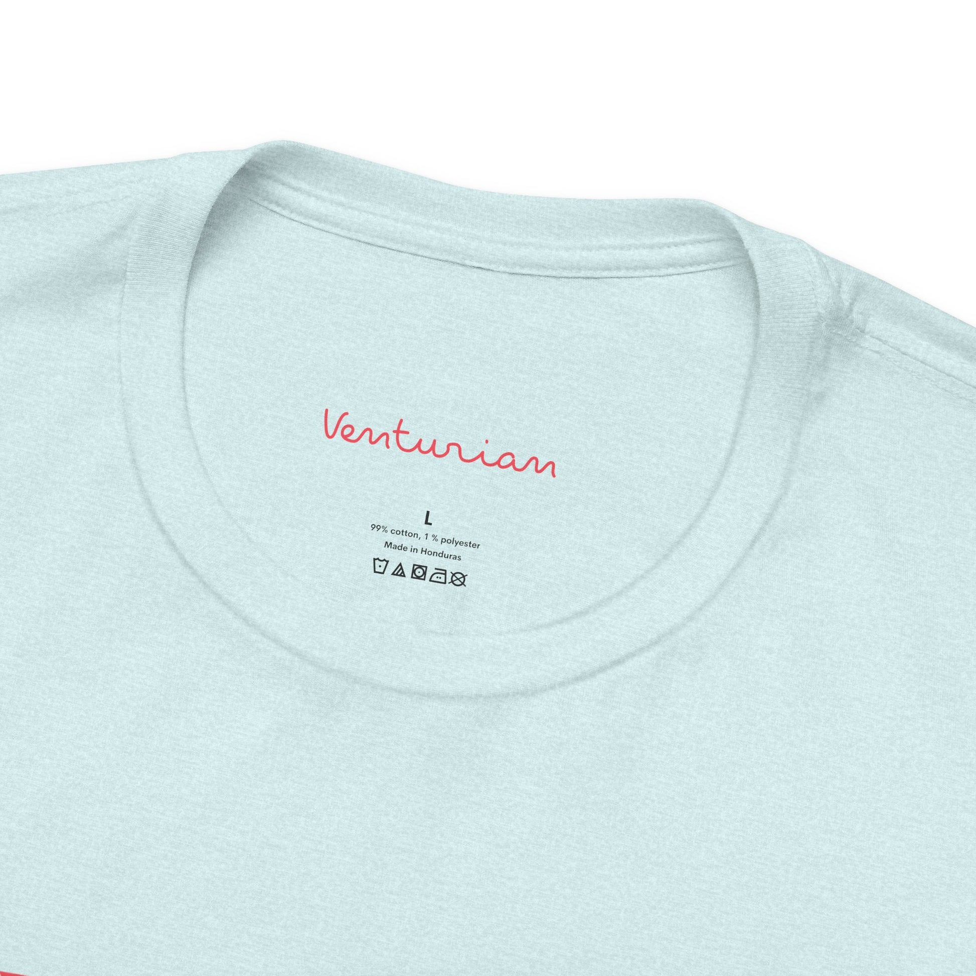 Light blue t-shirt with 'Venturian' branding on a white background