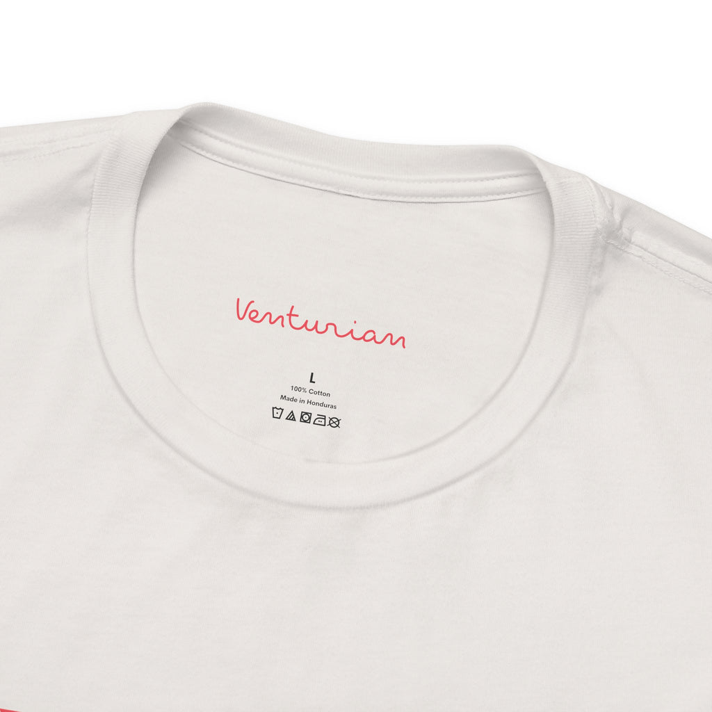 White t-shirt with 'Venturian' branding on a white background